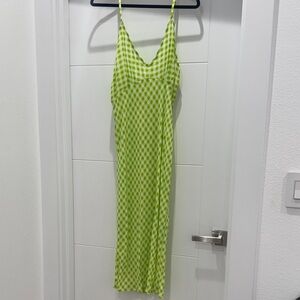 Acacia Swimwear Lime Checkered Dress